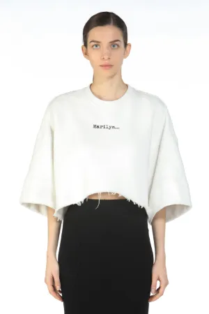 Marilyn-Print Cropped Sweatshirt