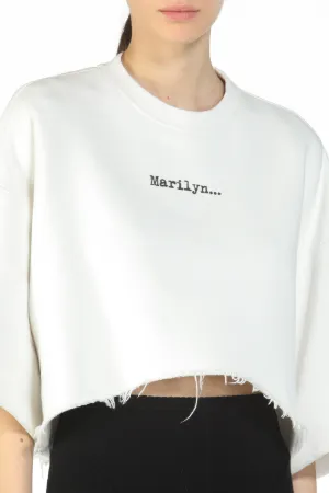 Marilyn-Print Cropped Sweatshirt