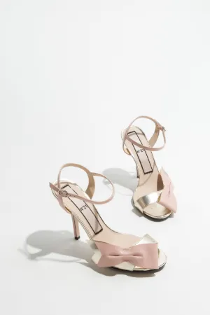 metallic bow sandals