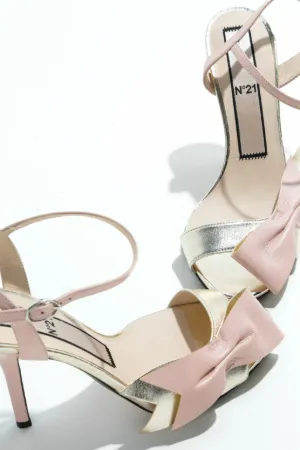 metallic bow sandals