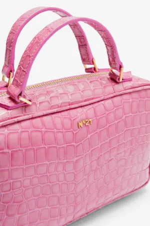 Mini Bauletto Croc-Effect Leather Shoulder Bag