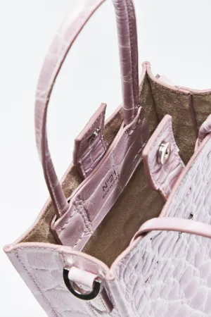 mini crocodile embossed tote bag