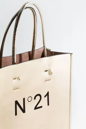 mirrored laminated small tote
