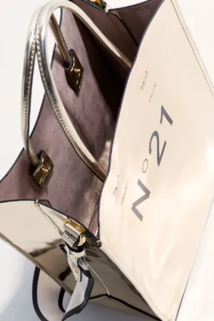mirrored laminated small tote