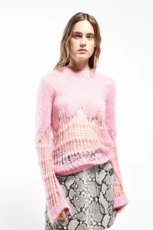 mohair-blend ladder-stitch sweater