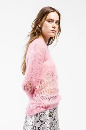 mohair-blend ladder-stitch sweater
