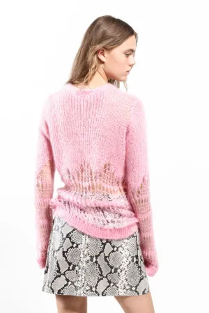 mohair-blend ladder-stitch sweater