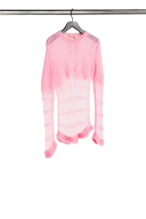 mohair-blend ladder-stitch sweater
