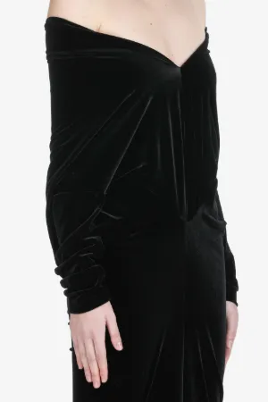 Off-The-Shoulder Velvet Maxi Dress