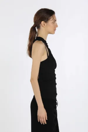 one-shoulder chain-embellished dress