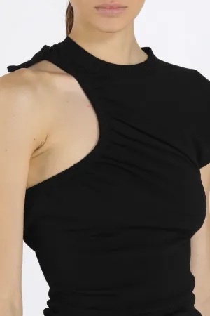 one-shoulder chain-embellished dress