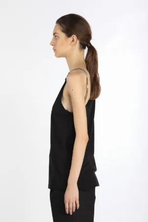 one-shoulder chain strap top