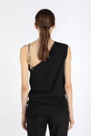 one-shoulder chain strap top