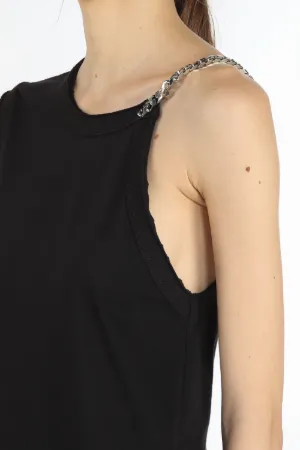 one-shoulder chain strap top