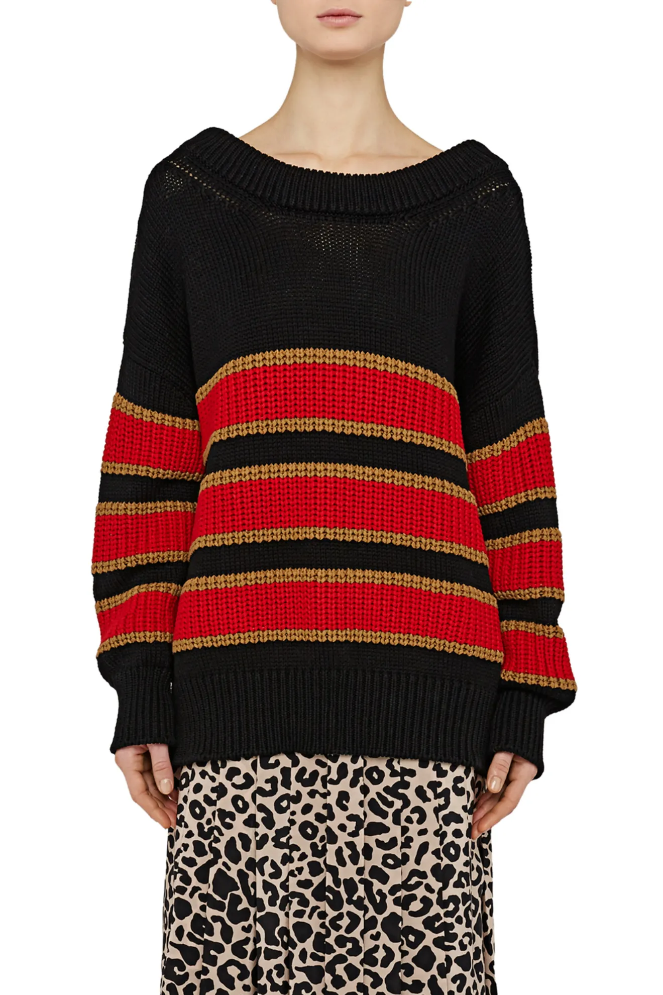 Oversized red and 2024 black striped sweater