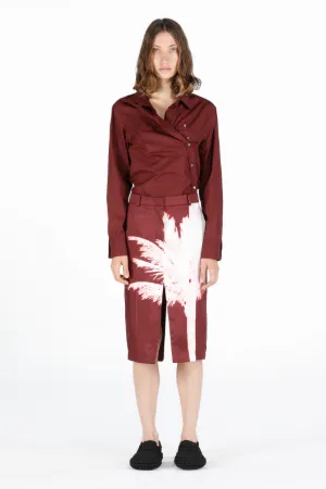 Palm Tree-Print Pencil Skirt