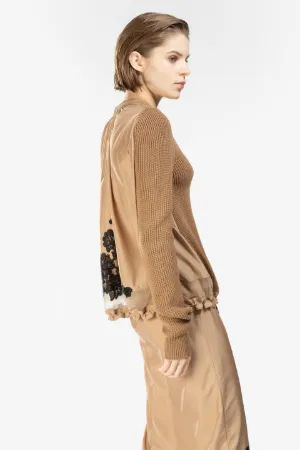panelled drawstring-waist jumper