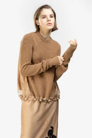 panelled drawstring-waist jumper