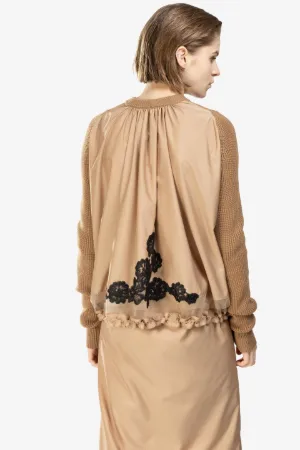 panelled drawstring-waist jumper