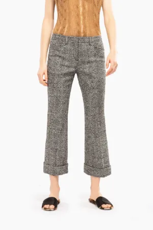 pantaloni crop in tweed