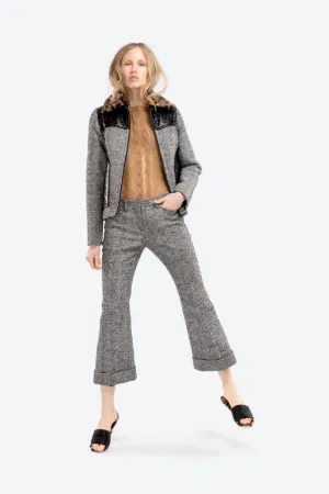 pantaloni crop in tweed