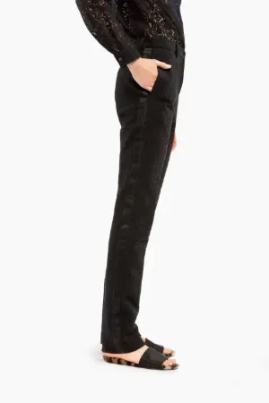 pantaloni slim in pizzo