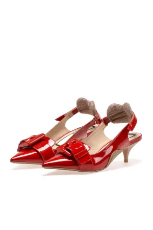 patent leather slingback pumps in red 