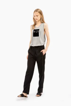 Patent Side Stripe Drawstring Trousers