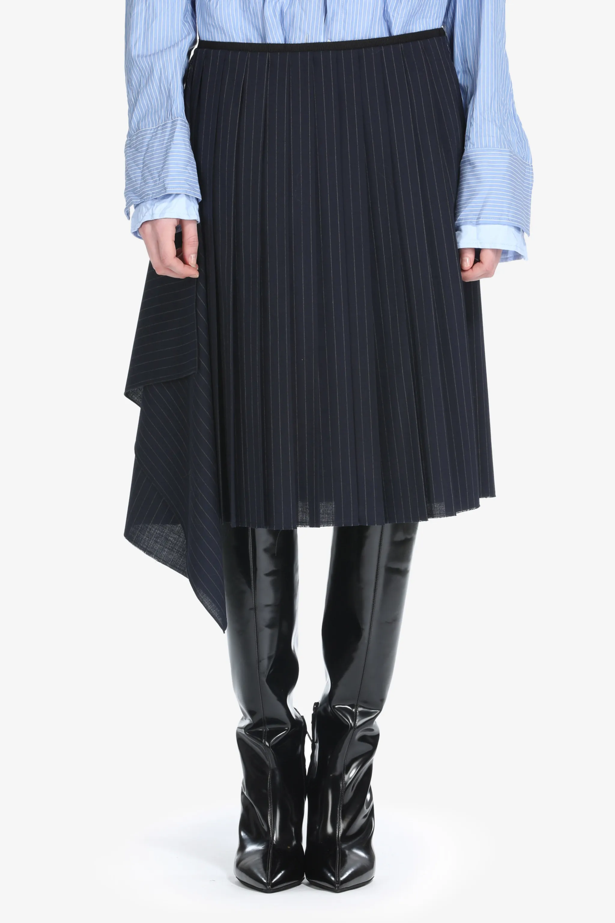 Pinstripe Pleated Skirt in blue | N°21 | Official Online Store