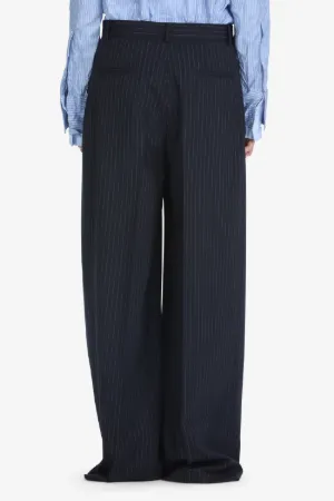 Pinstripe Wide-Leg Trousers