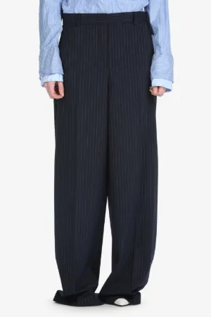 Pinstripe Wide-Leg Trousers