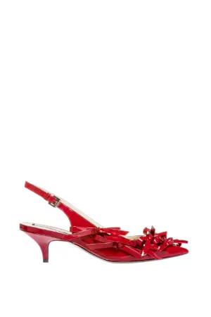 pointed bow-embellished slingback pumps