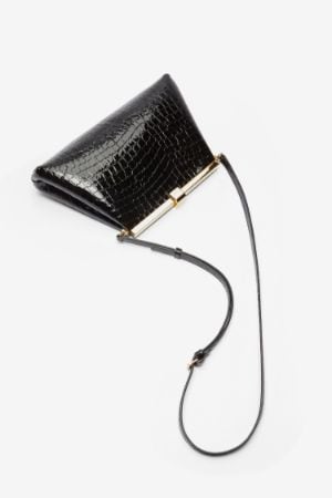 Puffy Jeanne Croc-Effect Leather Shoulder Bag