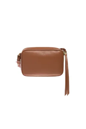 python-print leather camera bag