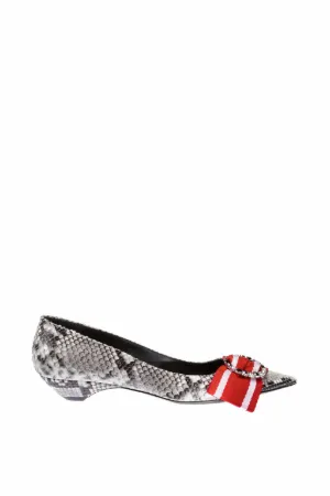python-print pointed kitten heel pumps