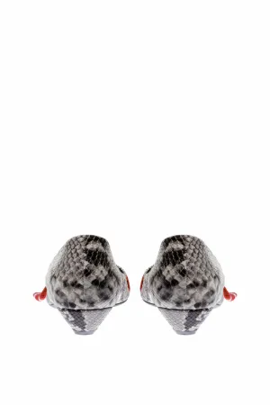 python-print pointed kitten heel pumps