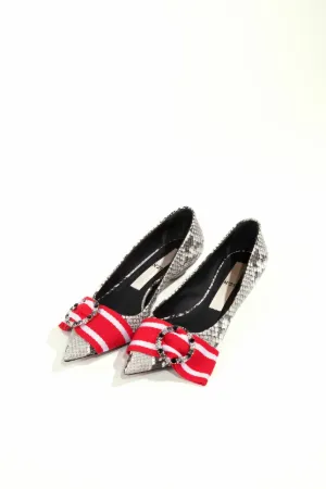 python-print pointed kitten heel pumps
