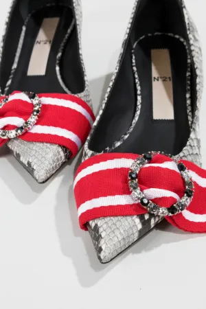 python-print pointed kitten heel pumps