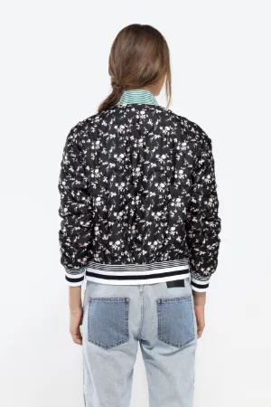 quilted floral-print varsity jacket