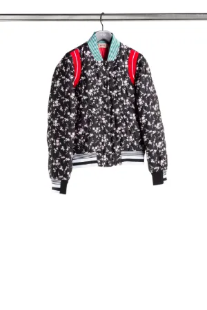 quilted floral-print varsity jacket