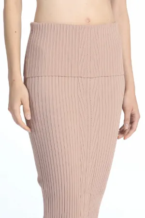 ribbed pink pencil skirt