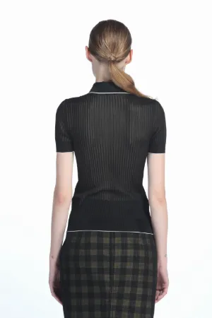 Ribbed-Knit Polo Shirt