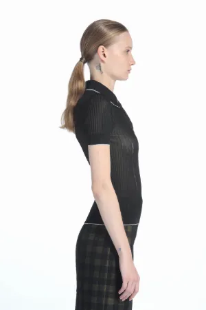 Ribbed-Knit Polo Shirt