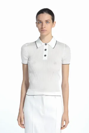 Ribbed-Knit Polo Shirt