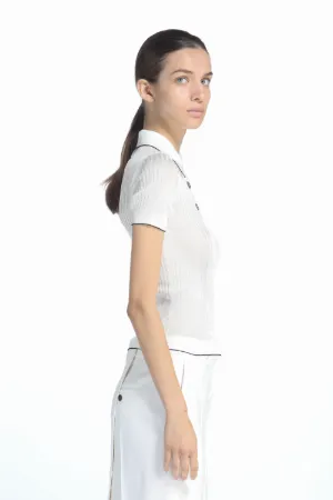 Ribbed-Knit Polo Shirt