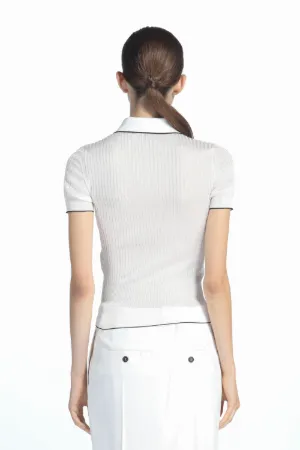 Ribbed-Knit Polo Shirt