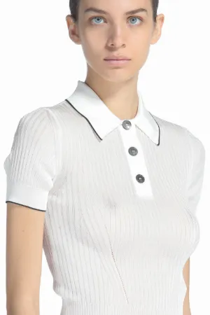 Ribbed-Knit Polo Shirt