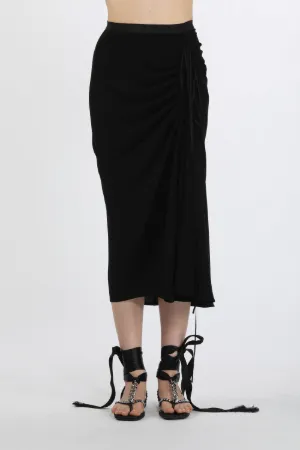 ruched midi skirt