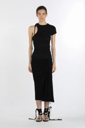 ruched midi skirt