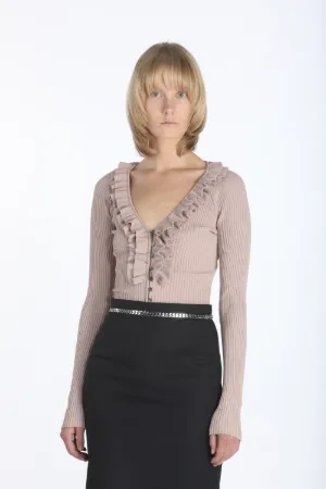 ruffle-trim cardigan